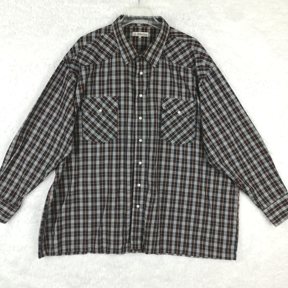 Fox Fire Shirt Mens Western Button Down Long Sleeve Pearl Snaps Blue Big 3X